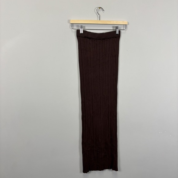 PRINCESS POLLY Ribbed Knit Maxi Skirt Brown S M - Picture 8 of 9